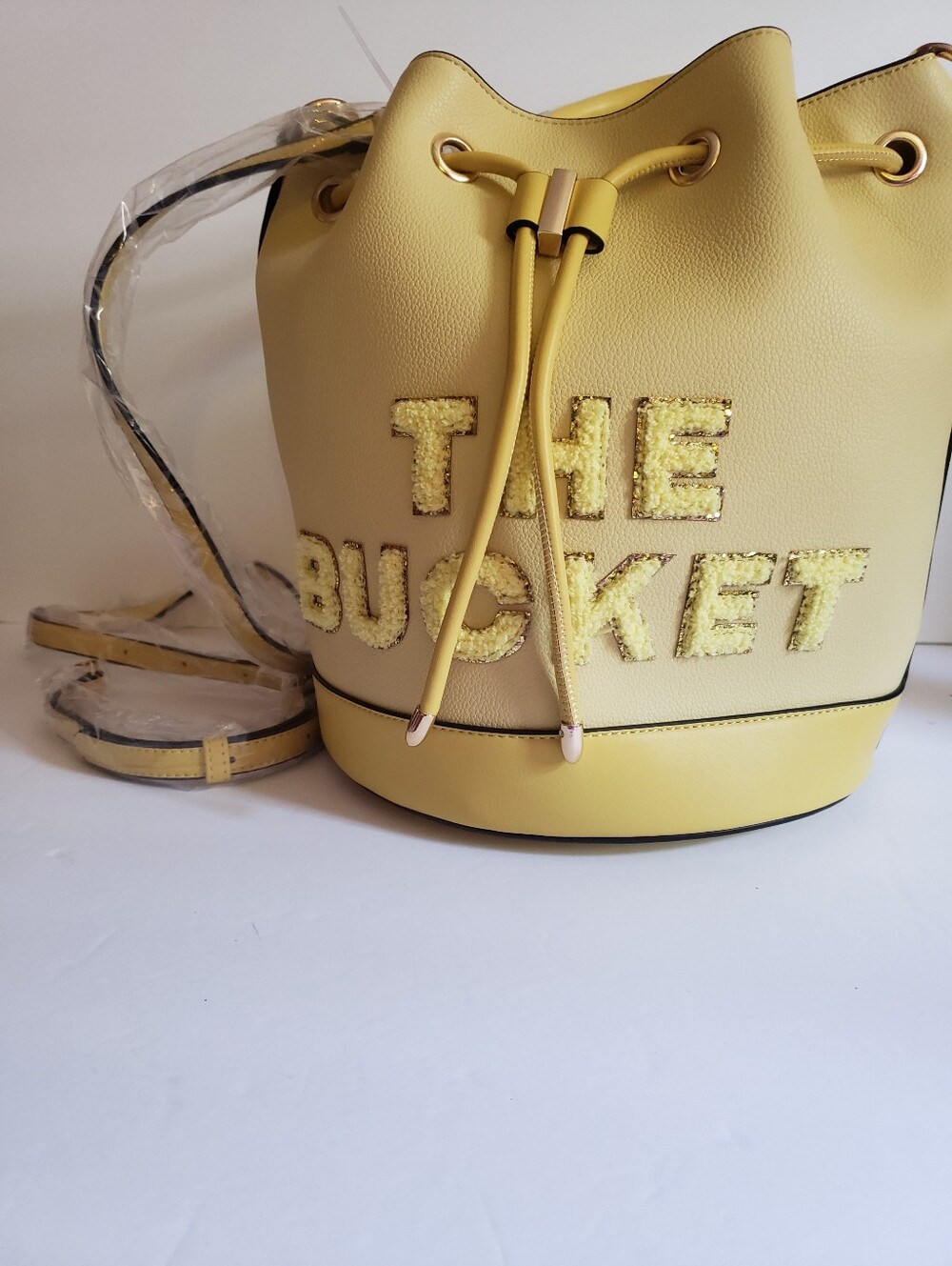 Yellow Bucket Drawstring Shoulder Bag